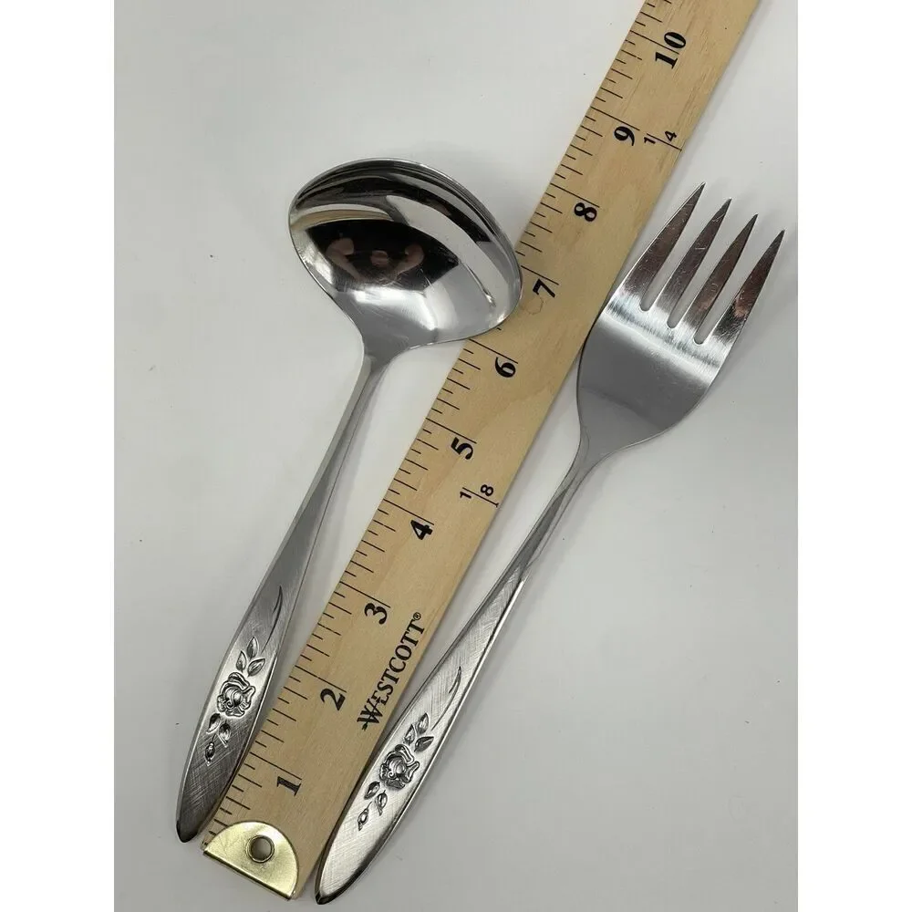 Vintage Oneida Community ROSE SHADOW Serving Set Spoon Fork Ladle Butter Knife